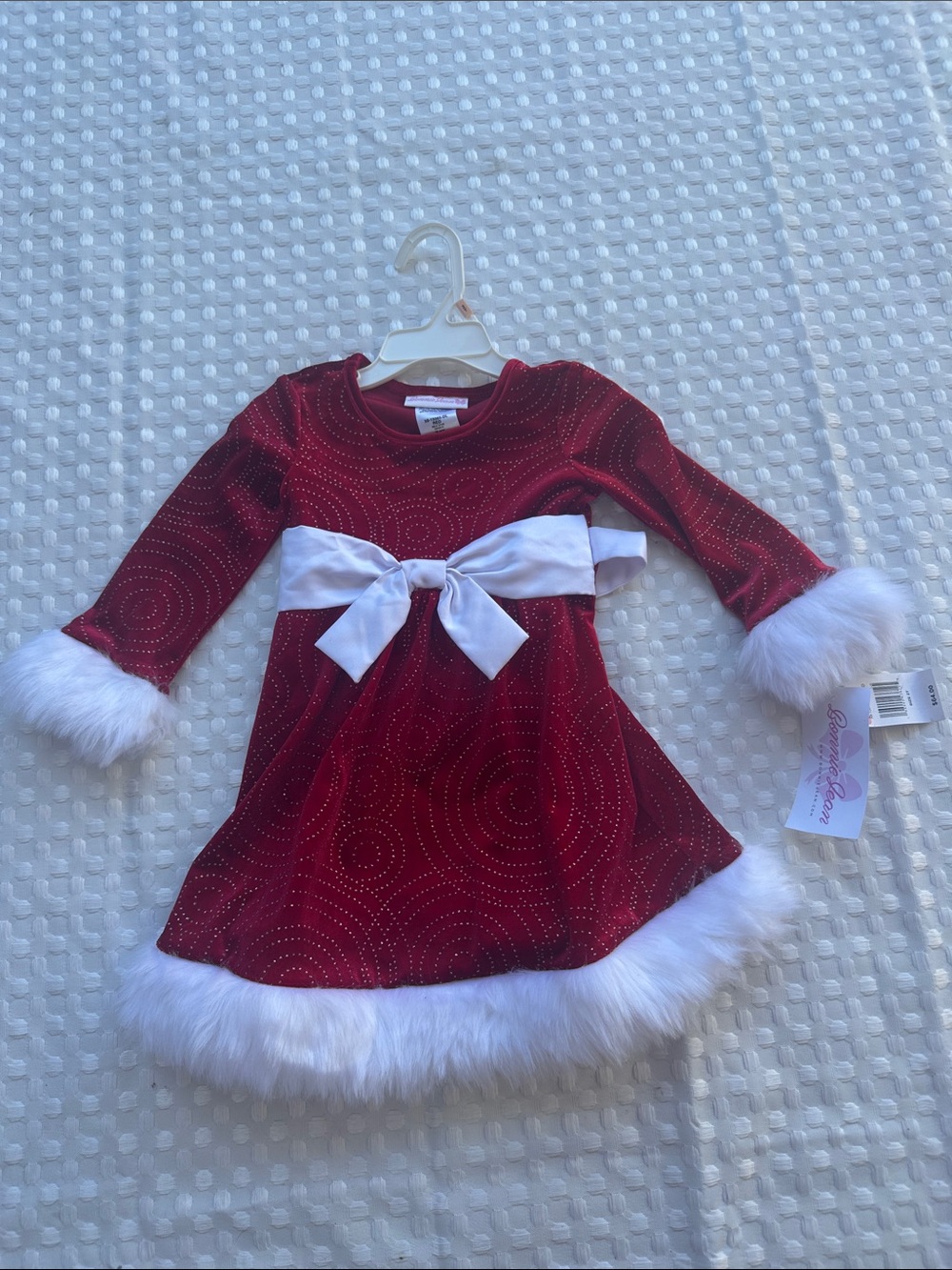 Bonnie Jean Sparkle Swirl Santa Dress 2T New